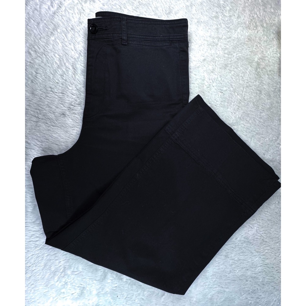 Everlane Women's Size 8 Black High Rise Wide Leg Crop Chino Pants Stretch EUC